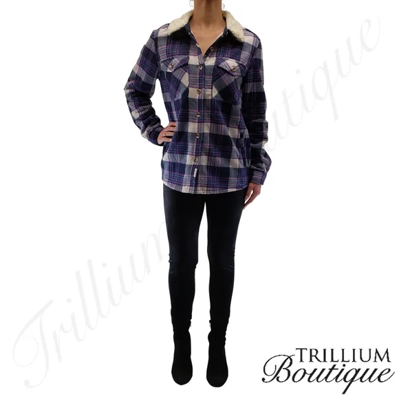 Soho Threads Women's Blue Plush Shirt Jacket NWT - Picture 2 of 7